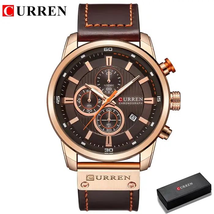 Istro REN-Montre de sport militaire en cuir pour homme, montre-bracelet à quartz, horloge chronograp