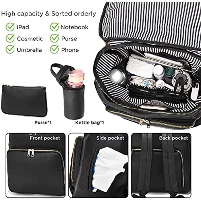 Sac à couches sac à dos sac à dos en cuir pour femmes sac à dos de voyage sac bébé grand avec sangle