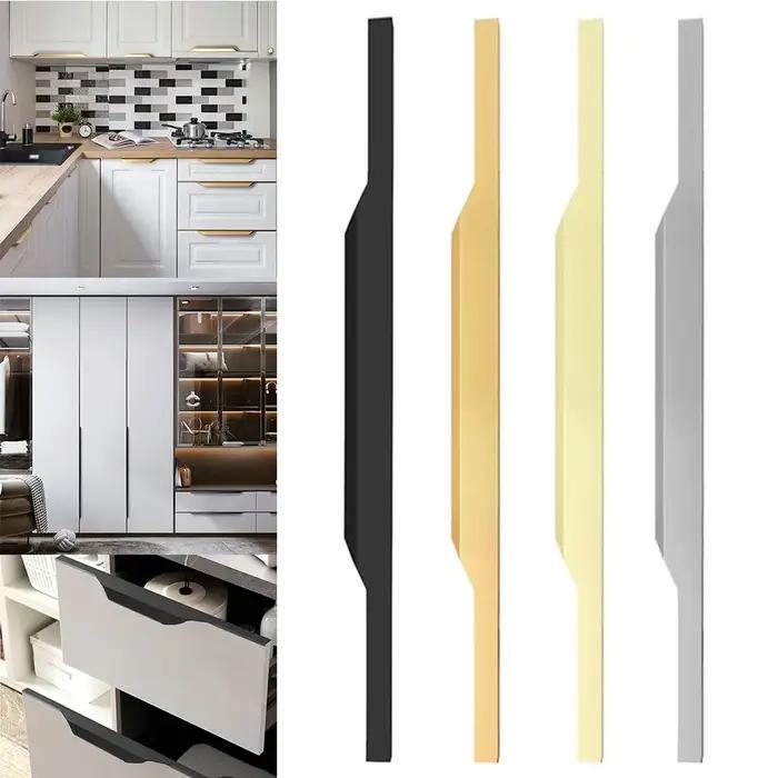 Poignee de porte cachee alu alliage design moderne cuisine armoire garde robe meubles quincaillerie deco intérieur unique
