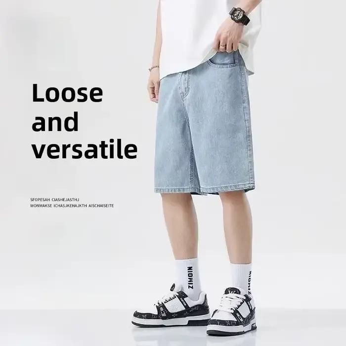 Été hommes nouveau jean décontracté Shorts en vrac coréen mi taille haute mode genou longueur Denim