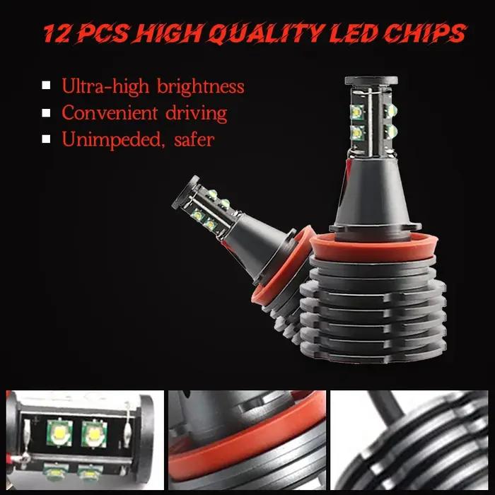 Ampoules de feux de position Angel Eyes pour BMW, lumière blanche H8, sans erreur pour BMW Série 5,