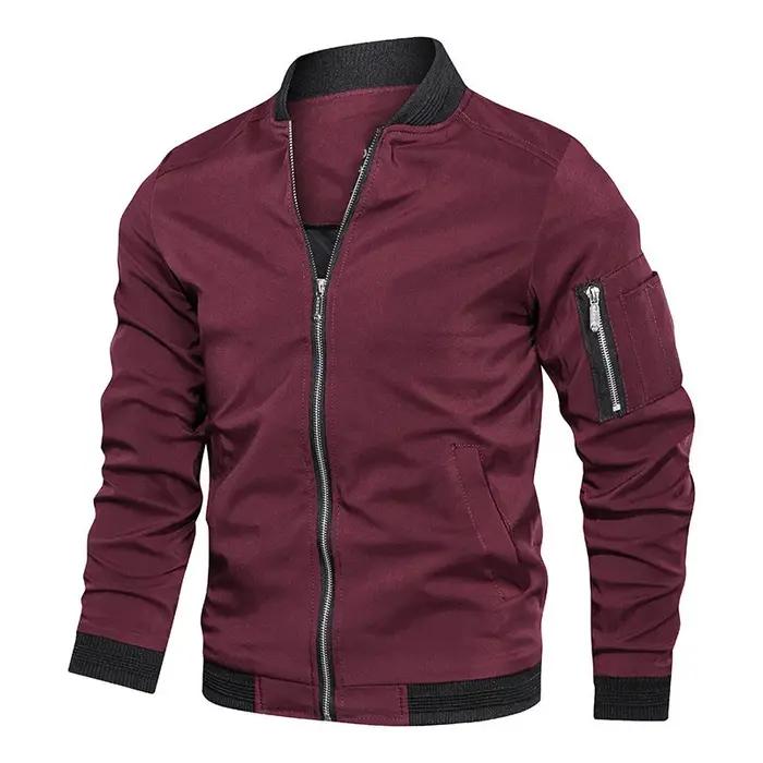 Veste bombardier légère et décontractée pour homme, coupe-vent de sport, manteau à fermeture éclair