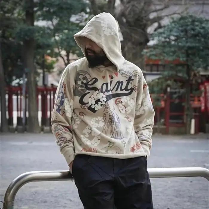 Nouveau Saint Graffiti sweat à capuche imprimé pull hommes femmes haute qualité 25fw tissu lourd uni