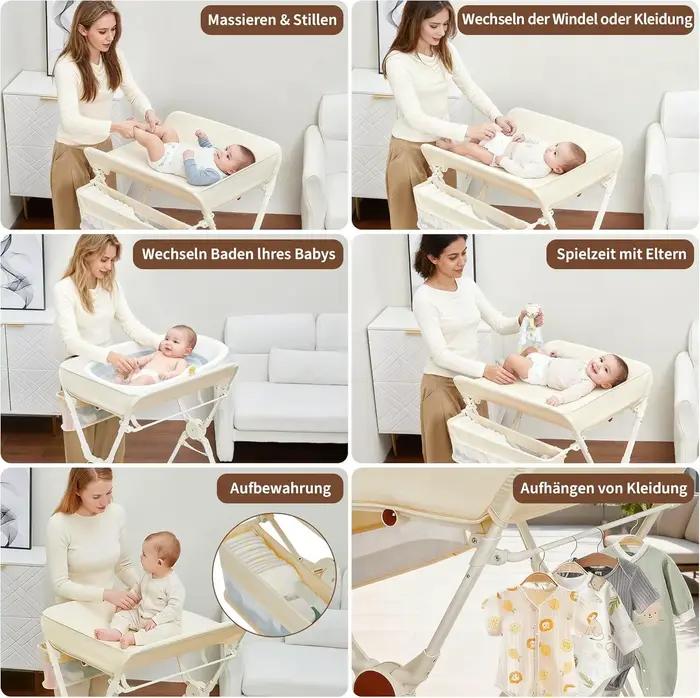 Table à langer pliable pour bébé, station à couches roulante, organisateur de chambre d'enfant avec