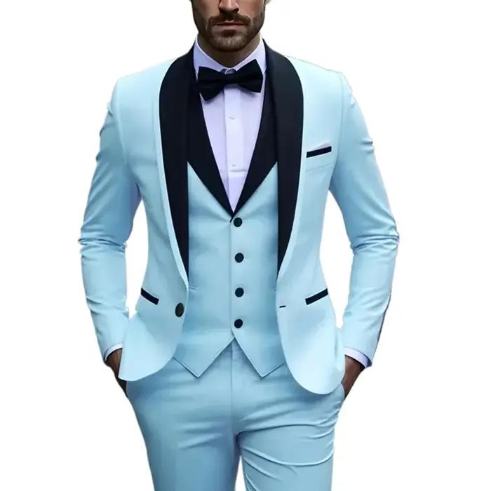 Ensemble de costume 3 pièces pour hommes, veste + gilet + pantalon, à la mode de haute qualité, adap