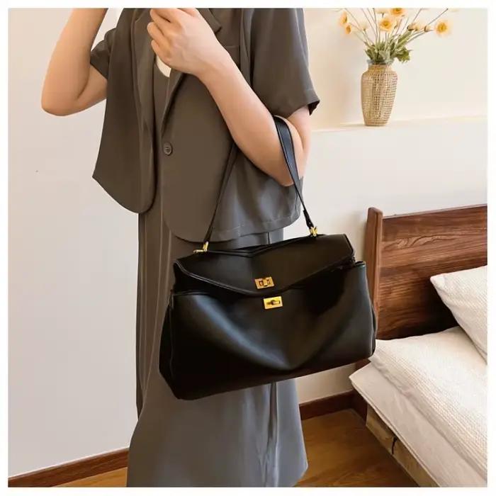 Sac à main élégant classique haut de gamme pour femmes, en cuir, design tendance, sac fourre-tout de