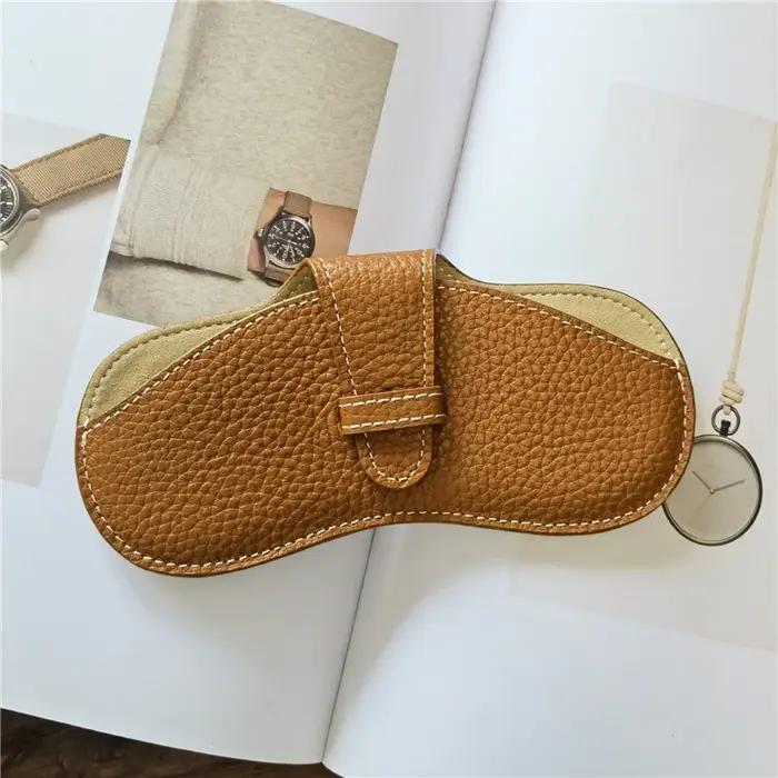 Sac à lunettes en cuir souple, étui à lunettes portable, lunettes de soleil, sac de rangement pour l