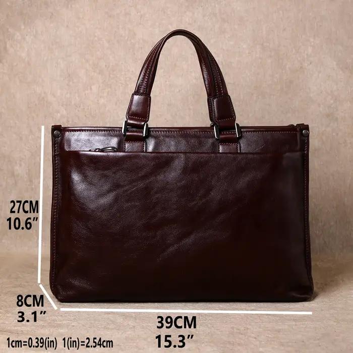 Sac à main en cuir de soie tanné végétal, mallette d'affaires décontractée, sac d'ordinateur 14 ", s