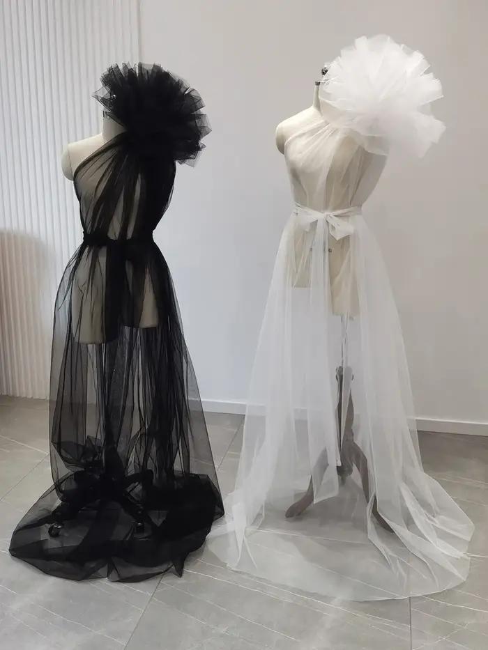Voir à travers les robes de séance photo de maternité sexy une épaule femmes enceintes accessoires d