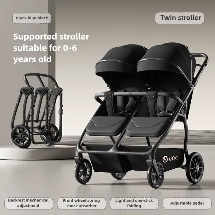 2025 nouvelle poussette bébé jumeau haute vue peut s'asseoir ou s'allonger poussette bébé légère pli