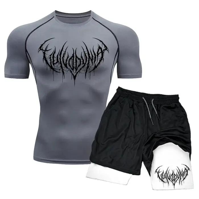 Ensemble t-shirt et short de compression pour homme, maillot moulant à séchage rapide, survêtement d
