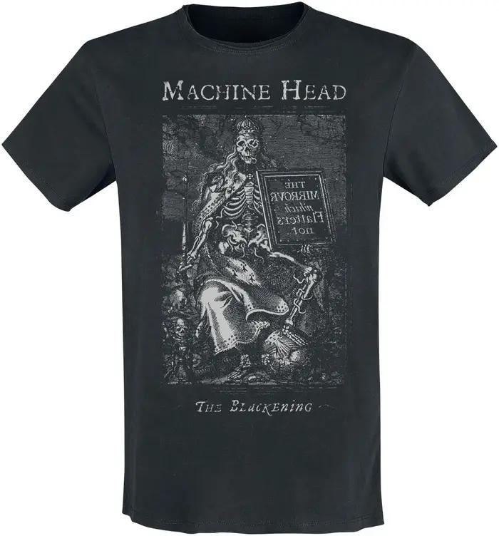 T-shirt en coton imprimé Machine Head The Blackening Skeleton King, style Thrash Metal, streetwear u