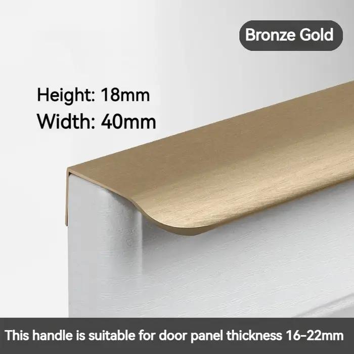 Poignée de porte de garde-robe, alliage d'aluminium, Arc circulaire Non perforé, longue poignée Invi
