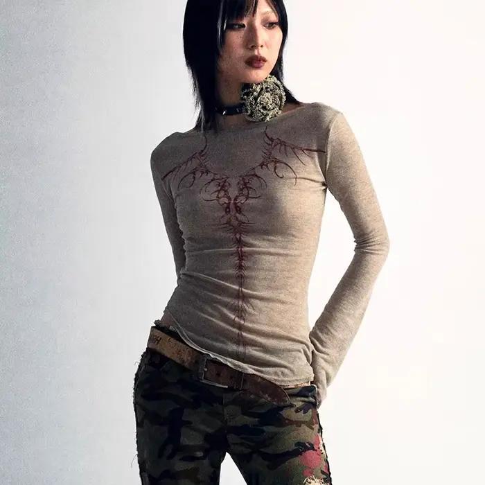 Karrcat-T-shirt Punk Irrégulier Gothique Y2k, Streetwear, Esthétique Grunge avec Espèce Y-Vintage, T