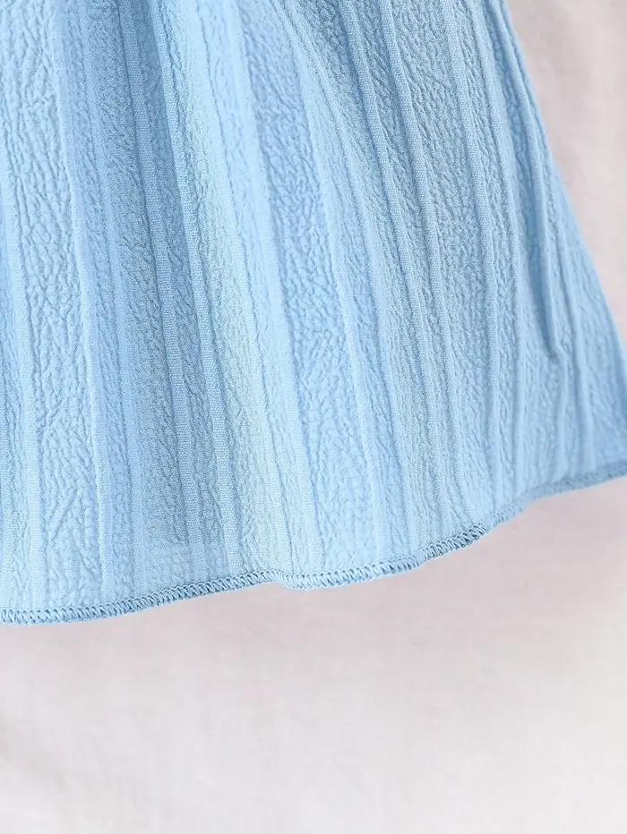 Robe d'été bleue pour bébé fille, avec bords à volants et nœud, robe de Style doux et mignon, adapté