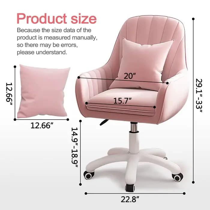 Chaise de bureau en velours avec dossier moyen rembourré moderne tufté et hauteur réglable pour femmes et hommes à utiliser à domicile ou au bureau pour le confort et l'esthétique