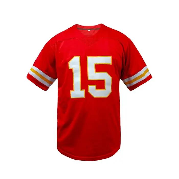 Kansas City pour hommes # Maillot de Rugby respirant, col en v, maillot de Football cousu, coupe amp