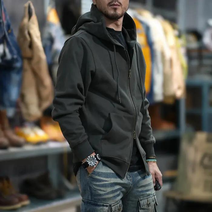 Cardigan à Capuche Rétro pour Homme, Vêtement de Marque, Lourd, Ample, Grande Taille, Nouvelle Colle