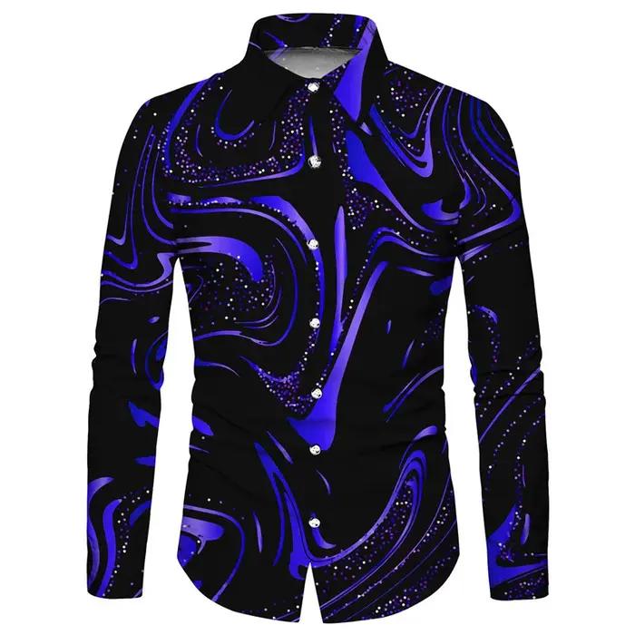Chemises gothiques décontractées pour hommes, costume de dîner de fête, revers à boutons, hauts de l