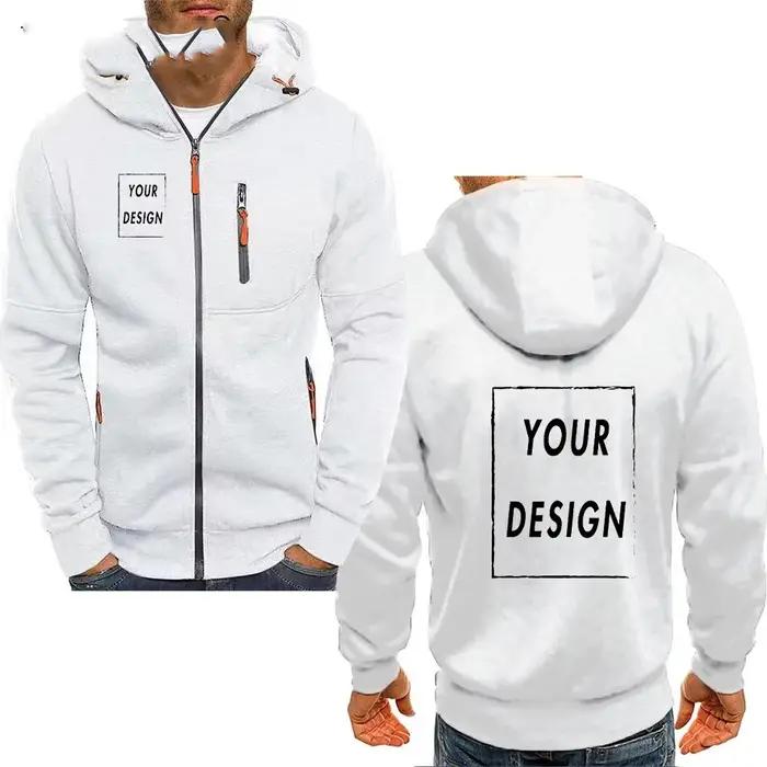 Veste à capuche avec fermeture éclair pour hommes, avec poches, texte d'image de logo personnalisé,