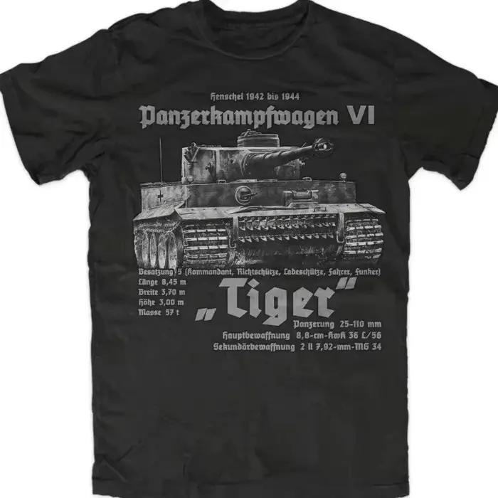 T-shirt American WW2 Défense Force Tank Force King Tiger Tank. T-Shirt d'été en coton à manches cour