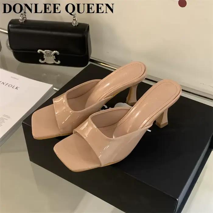 Pantoufles à talons hauts pour femmes, chaussures mules élégantes à enfiler, sandales de loisirs, gr