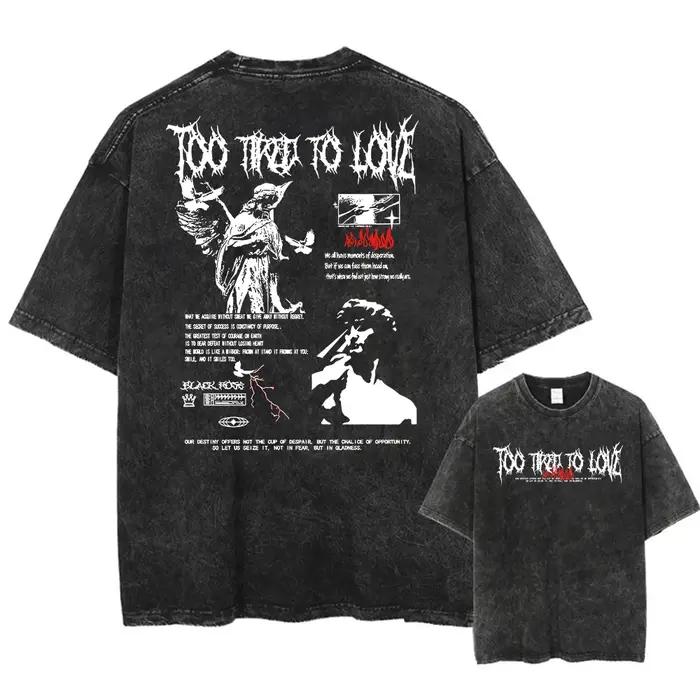 Y2k T-shirt délavé à l'acide femmes Vintage coton T-shirts Harajuku gothique Streetwear doux T-shirt