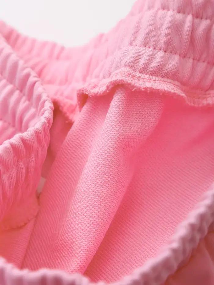 HH été femmes décontracté T-Shirt pantalon ensembles élégant rose col rond manches courtes T-Shirt +