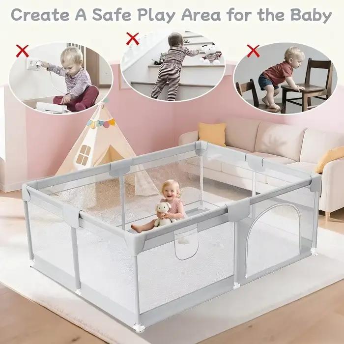 Parc de jeux IMBABY pour bébés et tout-petits, enclos de jeu anti-chute pour intérieur et extérieur,