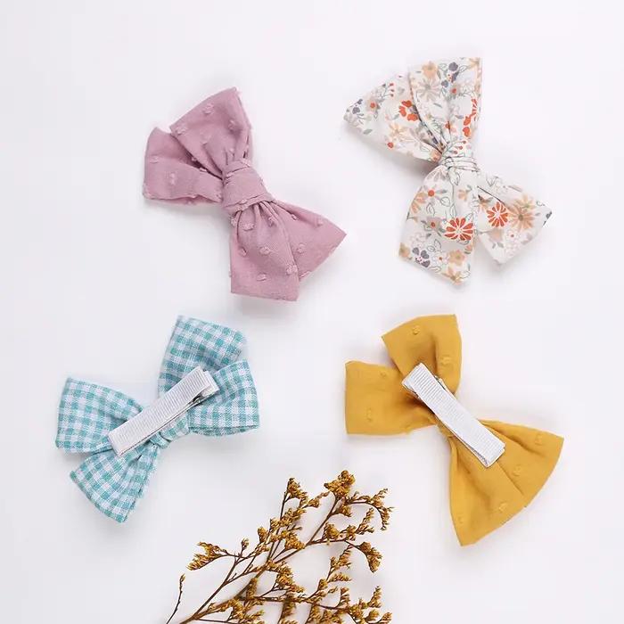 Pinces à cheveux avec nœud papillon imprimé léopard, Barrettes en dentelle de coton et lin pour bébé