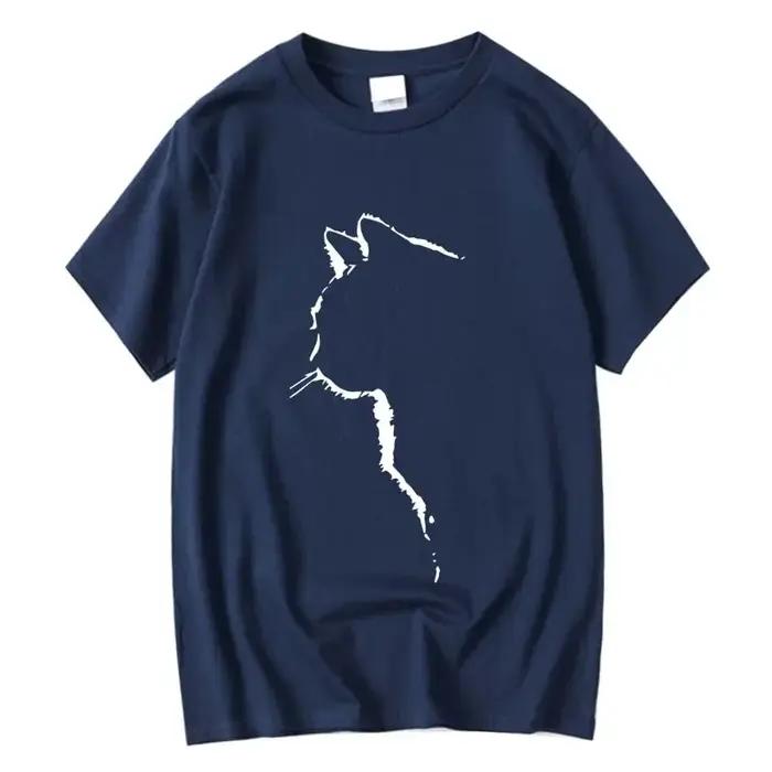 T-shirt homme Top qualité 100% coton manches courtes Cool chat imprimé col rond décontracté ample Hi