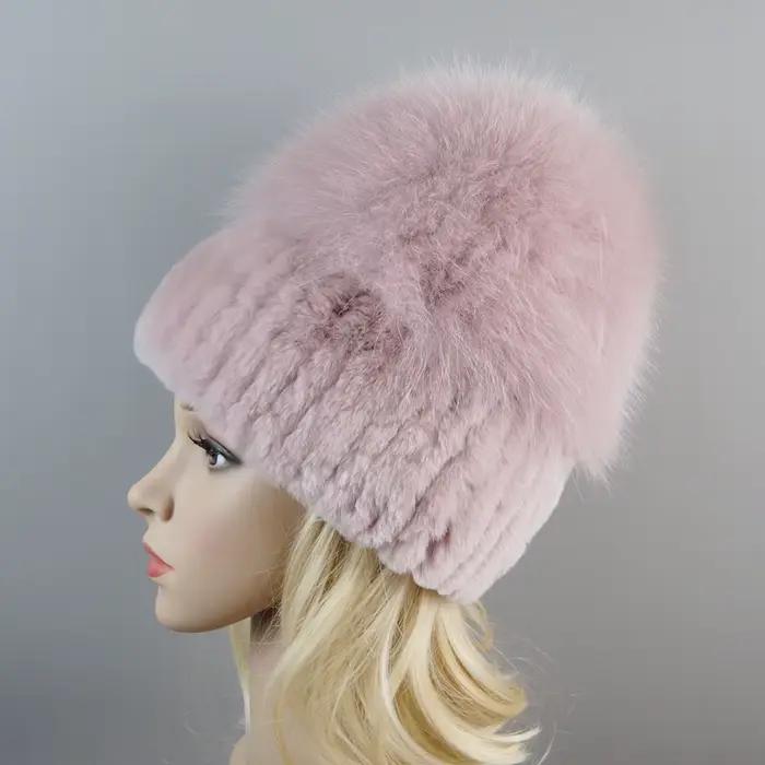 Russie nouveau Style femmes réel véritable fourrure de renard bonnets chapeau filles naturel réel Re