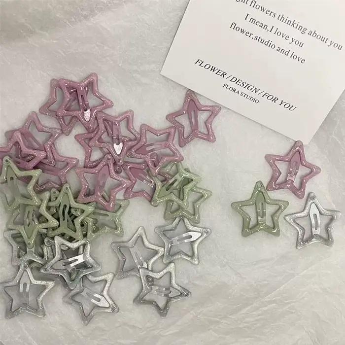 Pinces à cheveux tendance étoile colorée BB, brillantes et mignonnes, accessoires pour cheveux Y2k,