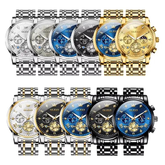 OLEVS 2856 montres pour hommes classique multifonctionnel Fltwheel chronographe Original montre-brac