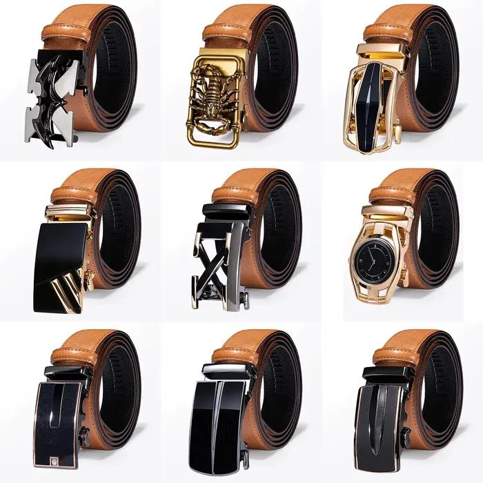Hi-Tie hommes Orange marron ceinture pour jean nouveau jaune vert bleu cuir jean ceintures mode Cowb