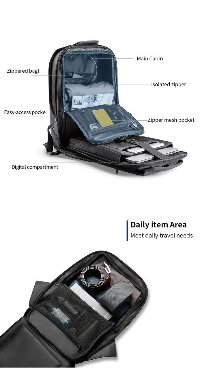 Kingsons-Sac à dos antivol pour homme, résistant à 180 °, ouvert, chargement USB, sac pour ordinateu