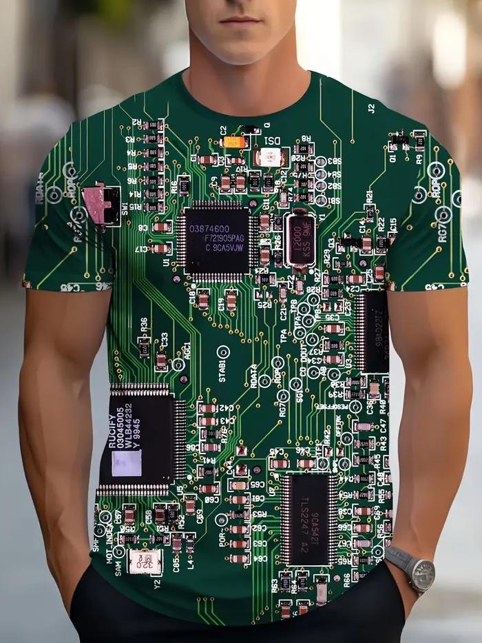 Ce t-shirt pour homme à manches courtes, très accrocheur, présente un motif color-block audacieux no