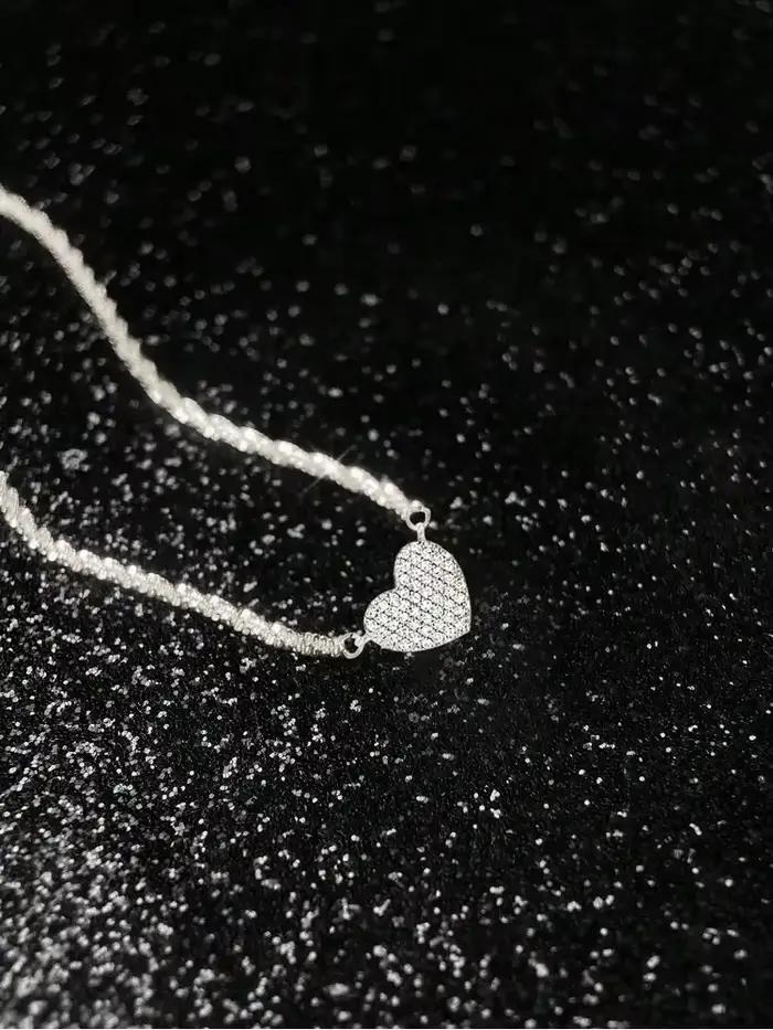Collier en argent Sterling 925 pour femmes, en Zircon complet, en forme de cœur d'amour, pour fiança