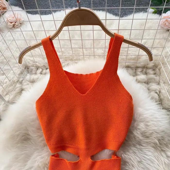 YuooMuoo femmes robe Sexy découpé taille paquet hanches fendu robe moulante été mode dame tricoté fê