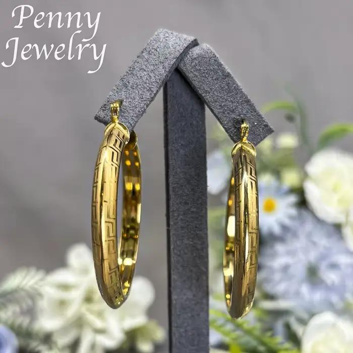 Grand rond plaqué or 18 carats boucles d'oreilles pour femmes cuivre Vintage cercle boucle d'oreille