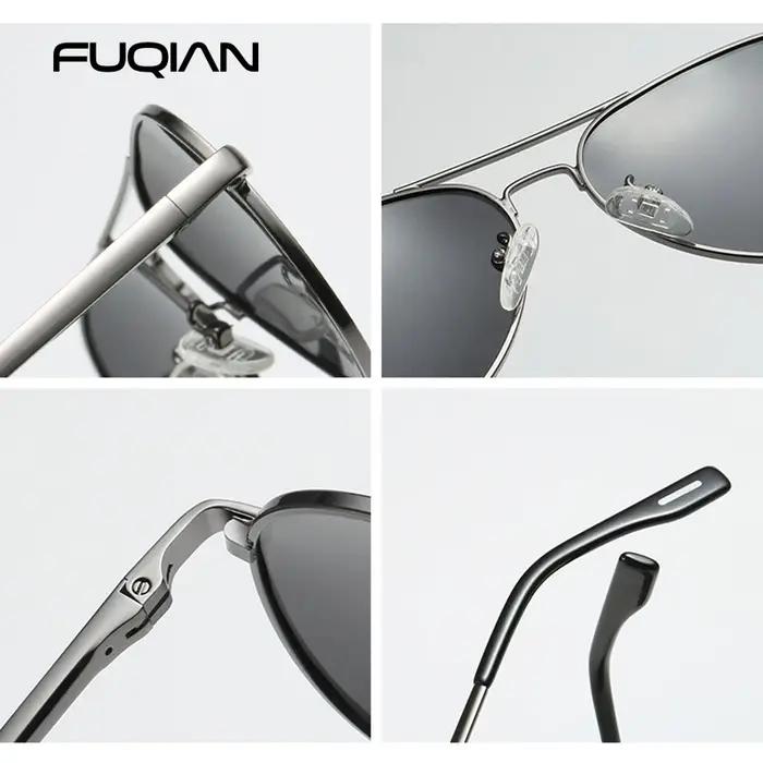 Classique grand pilote lunettes de soleil polarisées hommes de luxe en métal noir Aviation lunettes