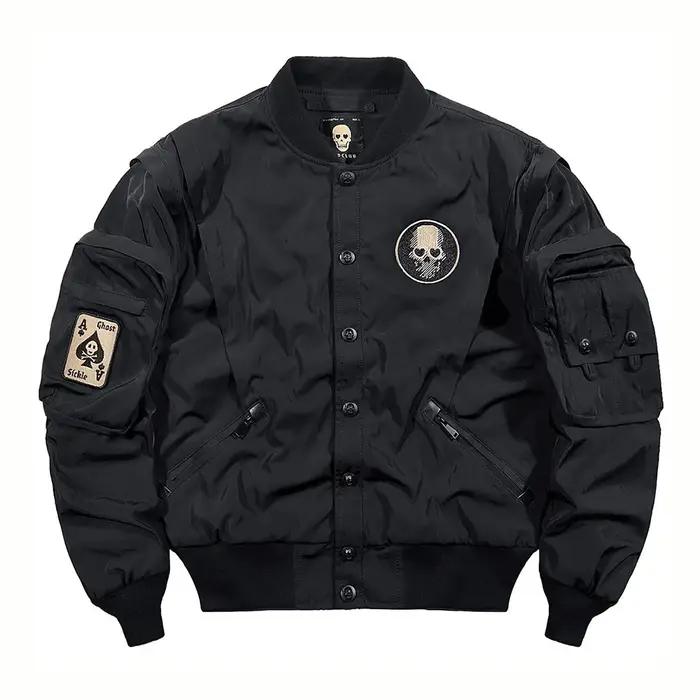 Bomber veste hommes brodé crâne imprimé veste automne Protection décontracté américain Vintage coupe