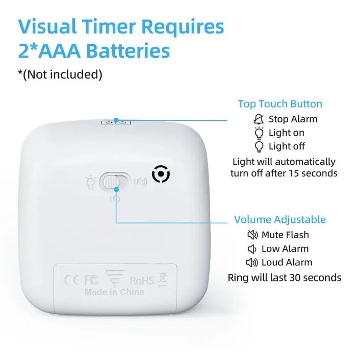 Yunbaoit-Minuterie visuelle avec veilleuse, compte à rebours de 60 minutes pour enfants et adultes,