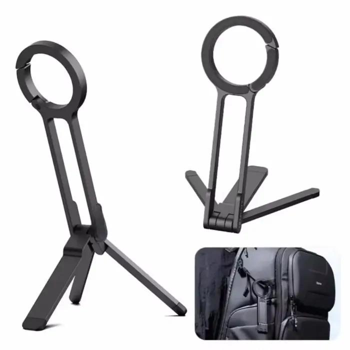 Trépied de téléphone pliable pour iPhone 17 16 15 double face mousqueton support de poignée bureau portable
