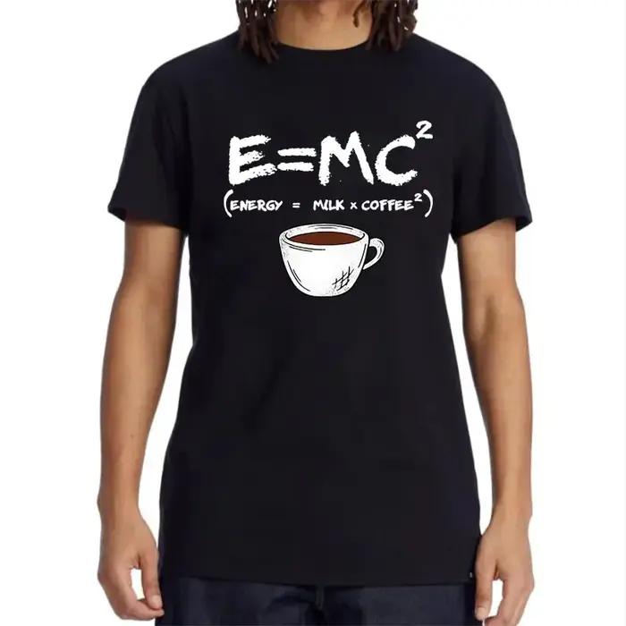 T-shirt d'été pour hommes 100% coton décontracté drôle énergie = lait + café imprimé hommes Cool amp