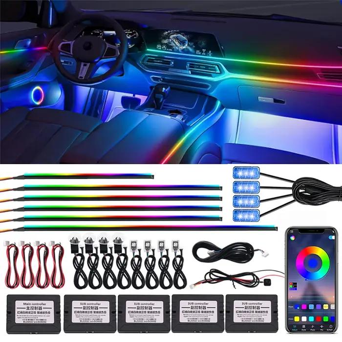 18 en 1 64 couleurs RGB symphonie voiture lumière ambiante intérieur acrylique Guide LED bande lumin