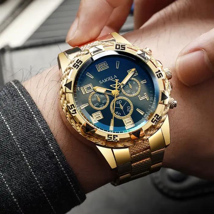 Ensemble de montres à quartz pour hommes d'affaires, cadran arabe, bracelet en acier, mode masculine