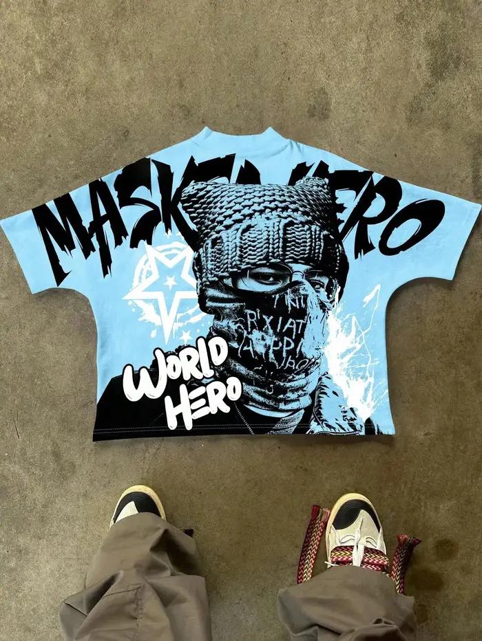 Le nouveau T-shirt pour hommes pour l'été 2025 présente une impression de motifs d'étoiles 3D décont