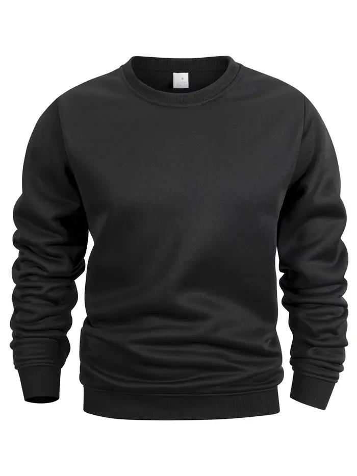 Sweat-shirt à col rond pour hommes, couleur unie, printemps, extérieur, décontracté, quotidien, manc