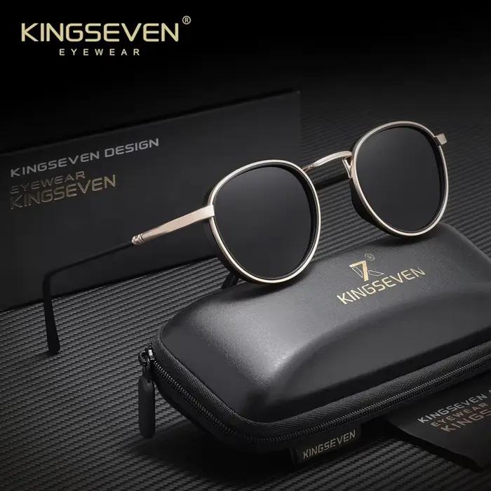 KINGSEVEN Lunettes de soleil rétro pour hommes et femmes, monture ronde, polarisées, accessoires de